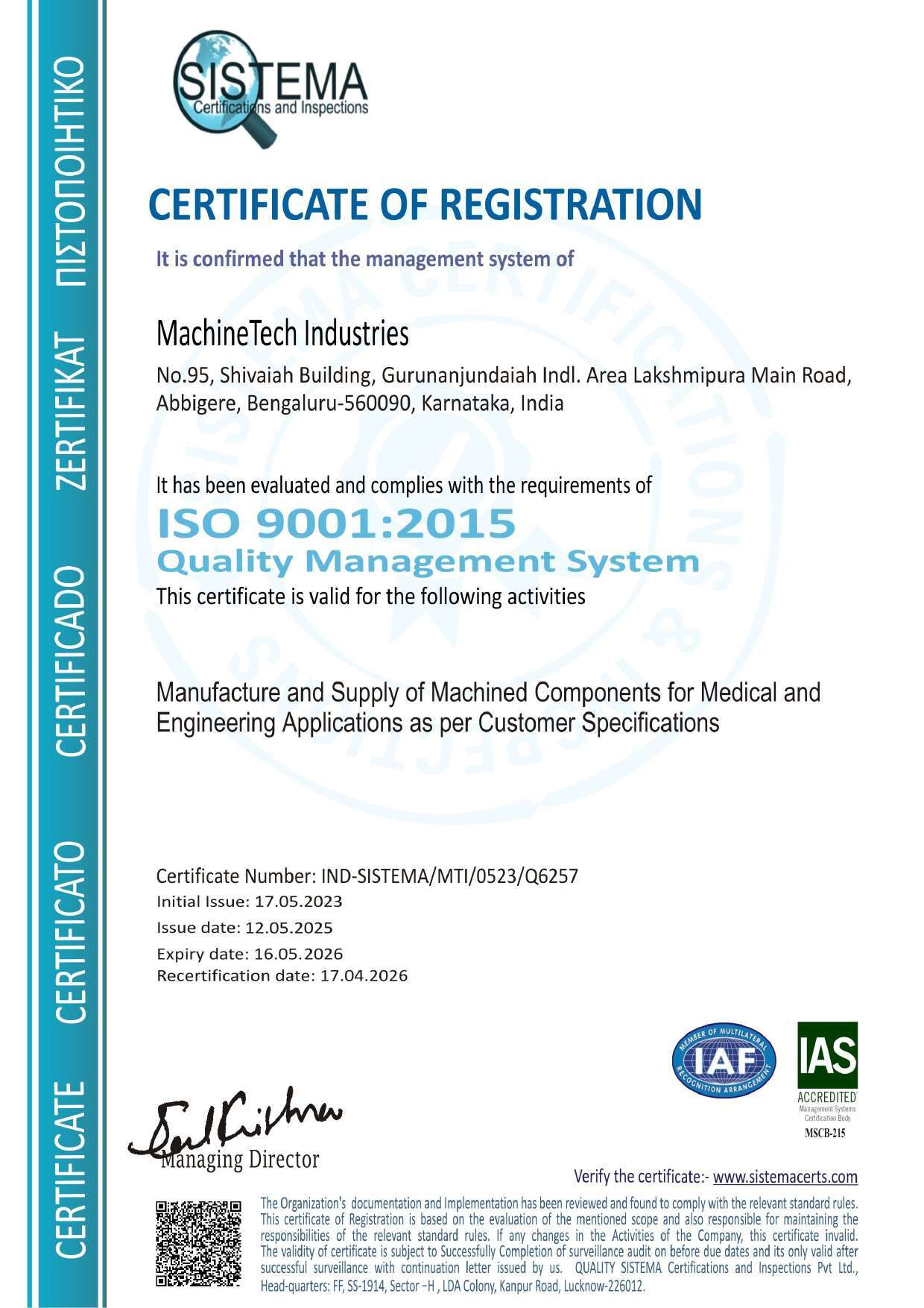 MachineTech Industries ISo9001